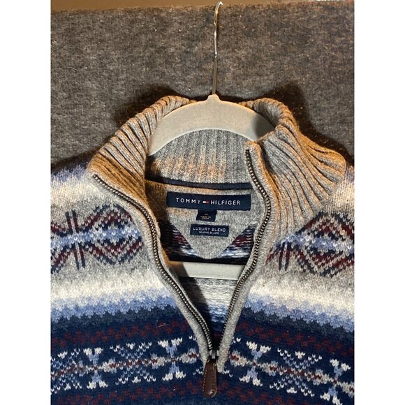 BOYS SWEATER TOMMY HILFILGER YOUTH M QUARTER ZIP WOOL COTTON BLEND - Picture 4 of 10